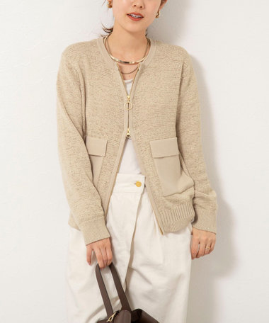 《手洗い可能》テープヤーンZIP UPカーディガン