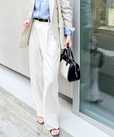 NEW morisachi《セットアップ対応》ウォッシャブルストレッチツイルイージーワイドパンツ