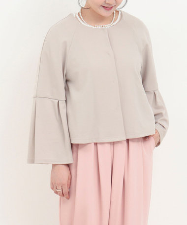 カットジョーゼットノーカラーブルゾン