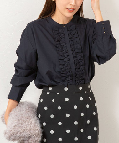 ウォッシャブルフリルコンパクトブラウス