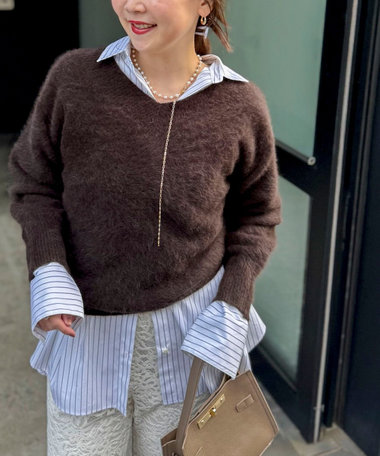 ヘアリー2WAYプルオーバーニット