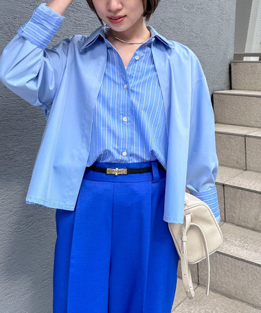 ウォッシャブルレイヤード風ショート丈シャツ