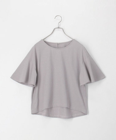 袖フレア麻調カットT