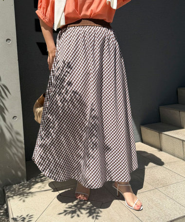 チェックサークルスリットスカート