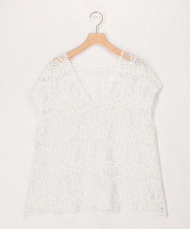 レース刺繍2ＷAYフレンチスリーブブラウス