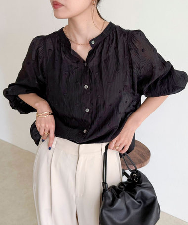 ドット刺繍2ＷAYブラウス