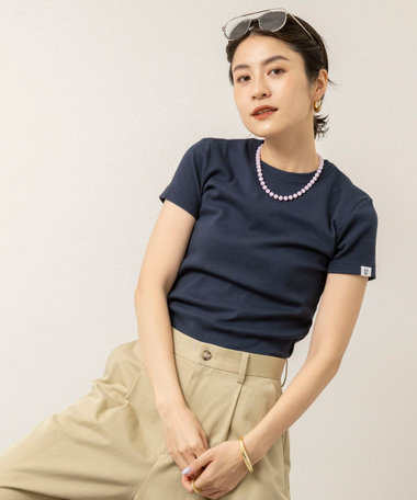 【MAQWEL/マクウェル】ウォッシャブルCOTTON RIB 半袖Tシャツ