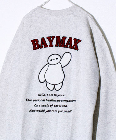 【ミッキー＆ベイマックス】UNISEX サガラ刺繍 裏起毛スウェット