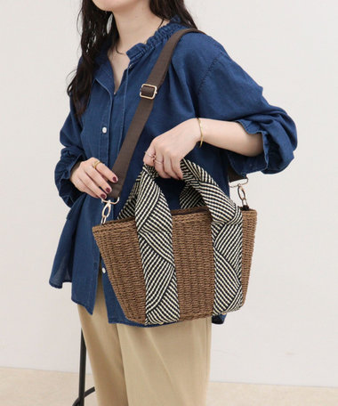 ラメテープハンドルカゴバッグ