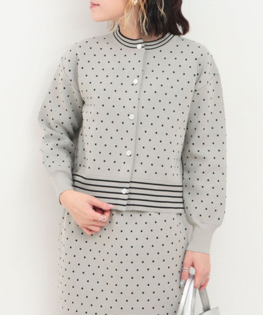 《セットアップ対応》エステルニットドットカーディガン