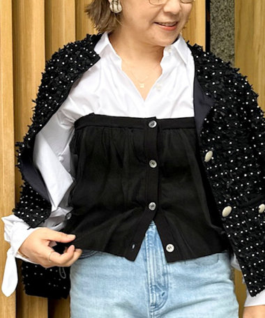 《手洗い可能》チュールリブビスチェ