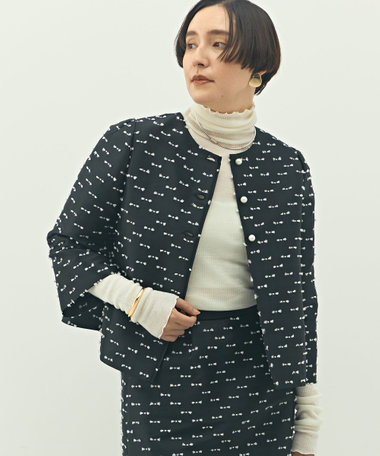 《セットアップ対応》ウォッシャブルリボンジャガード2WAYブラウス