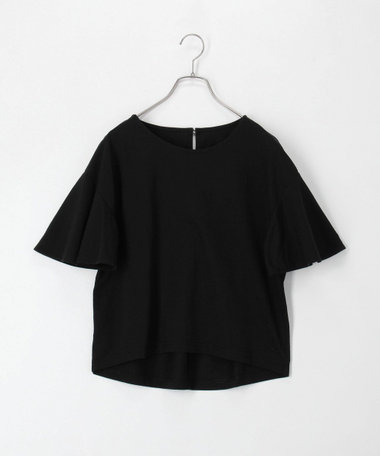 袖フレア麻調カットT