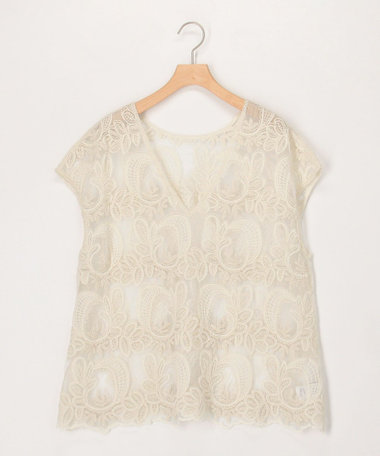 レース刺繍2ＷAYフレンチスリーブブラウス