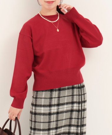 スウェットライクニットバックファスナープルオーバー