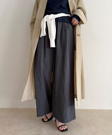 【低身長サイズ34有り】こなれワッシャータックイージーパンツ