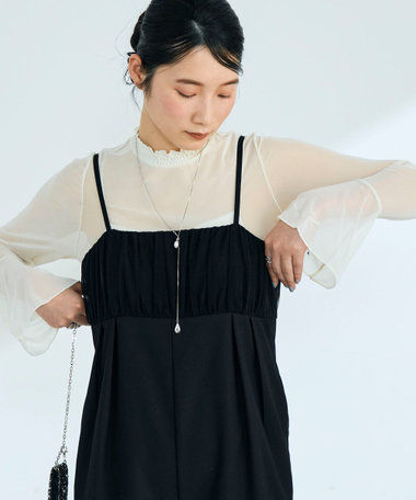 フレアスリーブシアーチュールプルオーバー