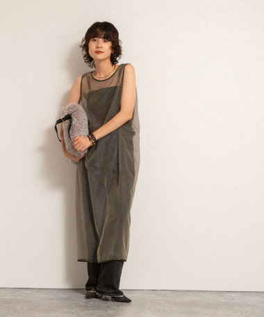 【MAQWEL/マクウェル】ウォッシャブルオーガンジーワンピース