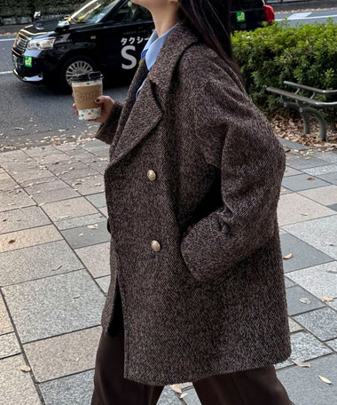 【リバイバル/新色追加】ウール混ミドル丈Pコート