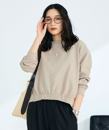 裾インゴムブークレープルオーバー