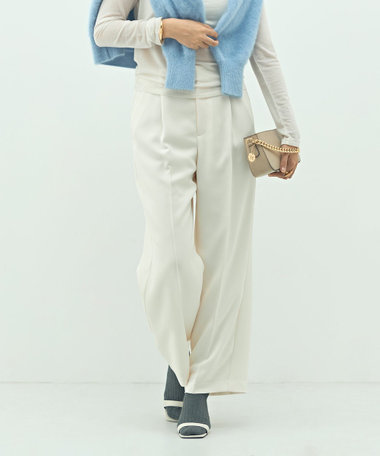 【一部WEB限定サイズ】ウォッシャブルブライトダブルクロスセミワイドパンツ