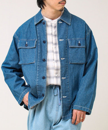 【デニム/リップストップ】ミリタリーオーバーシャツ