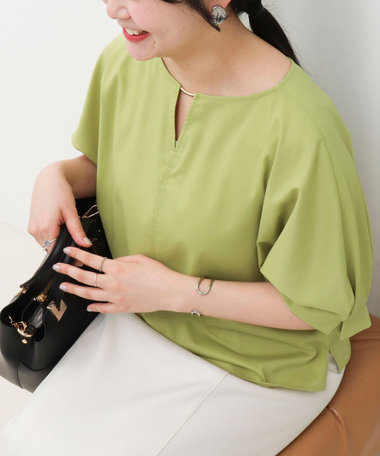 カルゼストレッチソデタックブラウス