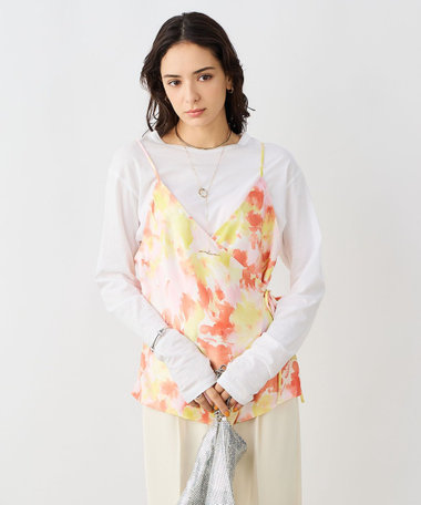 ウォッシャブルブラープリントキャミブラウス