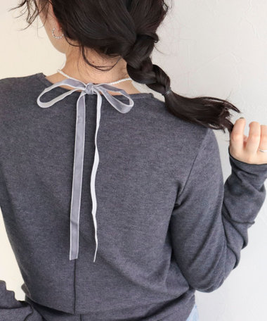 グラデパールリボンネックレス