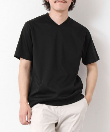 ビジカジ対応》シルケットスムース Vネック ドレスTシャツ 25SS