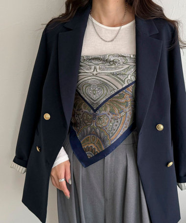 縁取りプリントスカーフ