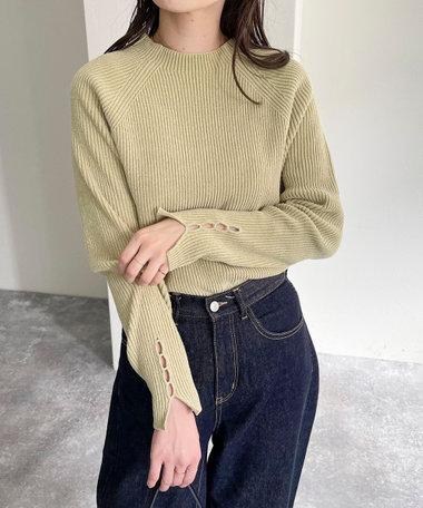 コンフォートニットリブハイネックプルオーバー