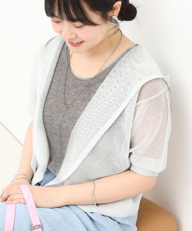 シアーフライス×チュールレイヤードタンクトップ