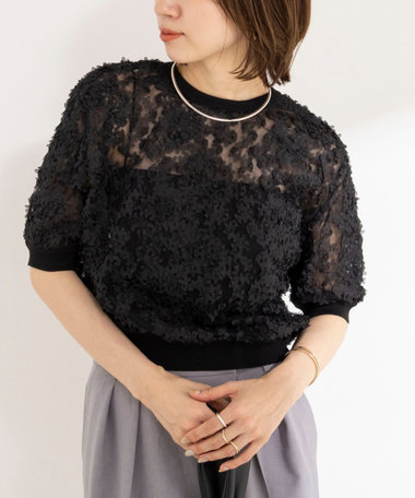 【今期•完売】ノーリーズ　ビジュー付きクルーネックカーディガン ビジュー付きクルーネックカーディガン | NOLLEY'S(ノーリーズ