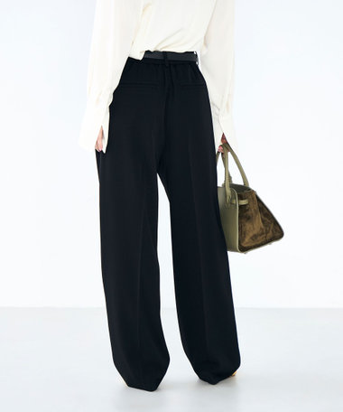 ウォッシャブル強撚ツイルワイドパンツ