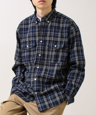 【BOY ASTLAD刺繍】 フラップポケット ボタンダウンネルシャツ