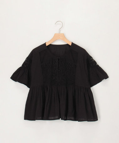 キャンブリック刺繍ショートブラウス