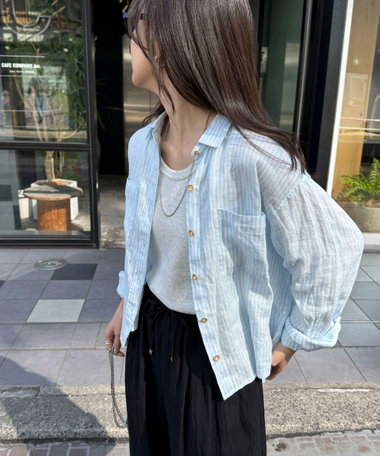 LINEN100 クロップドシャツ