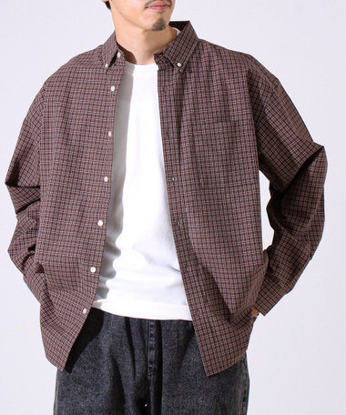 【シャツ＋Tシャツの2点セット】TC平織 小柄チェックアンサンブル