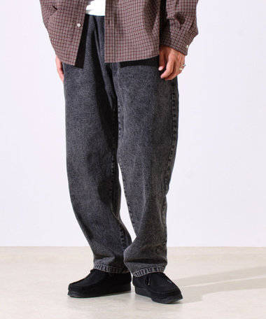 【シーズンレス/UNISEX】ケミカルウォッシュ ワイドデニムイージーパンツ