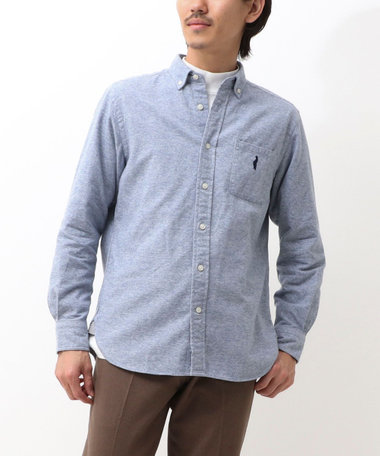 《オリジナルファブリック使用》クマ刺繍ボタウンダウンネル