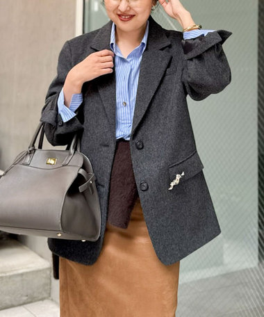 匿名発送　ノーリーズ　テーラードジャケット　ブラウン　ウールライク URBAN RESEARCH DOORS カジュアルスーツ LIFE STYLE TAILOR