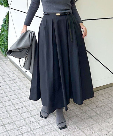 ウォッシャブルツイルタックフレアースカート