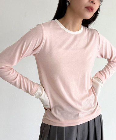 【6色展開/インナーにも使える！】シアーリブレイヤードロンTシャツ