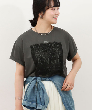 ロゴ＋レースTシャツ