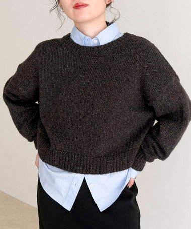 キラキラクロップド丈ニットプルオーバー