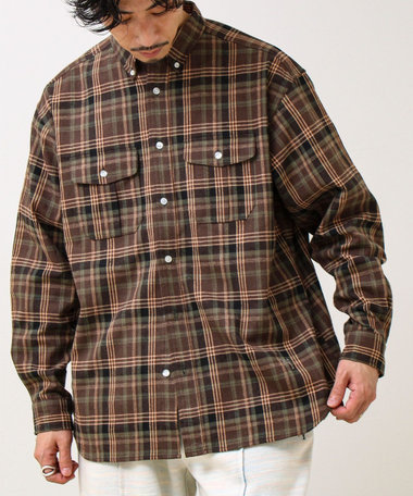 【BOY ASTLAD刺繍】 フラップポケット ボタンダウンネルシャツ