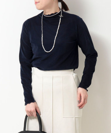 フロッキージャージーレイヤープルオーバーカットソー