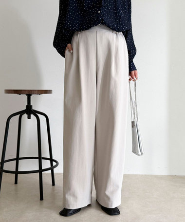 【セットアップ対応】パウダリーツイルイージーセミワイドパンツ