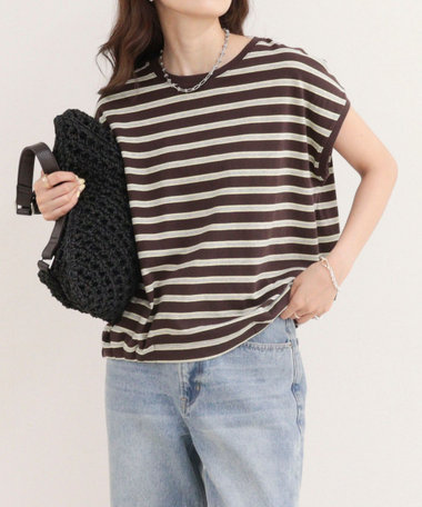 ［WEB限定 SPECIAL SALE！］【汗ジミ軽減】ボーダー裾タックフレンチプルオーバーカットソー